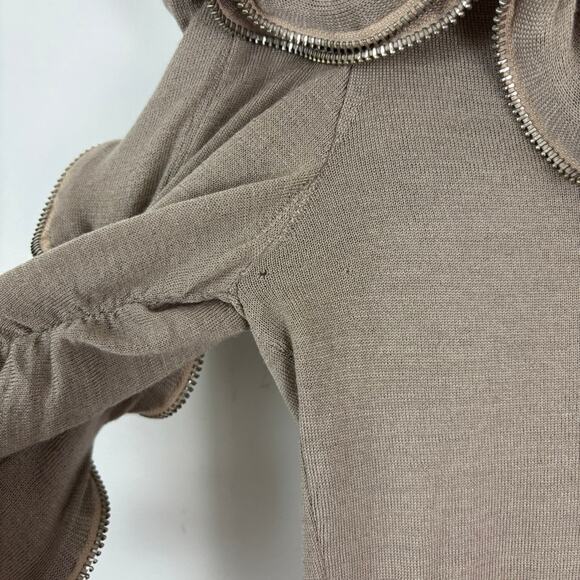 Vintage Burberry Ruffle Zip Sweater Merino Wool Silk S - Picture 8 of 12